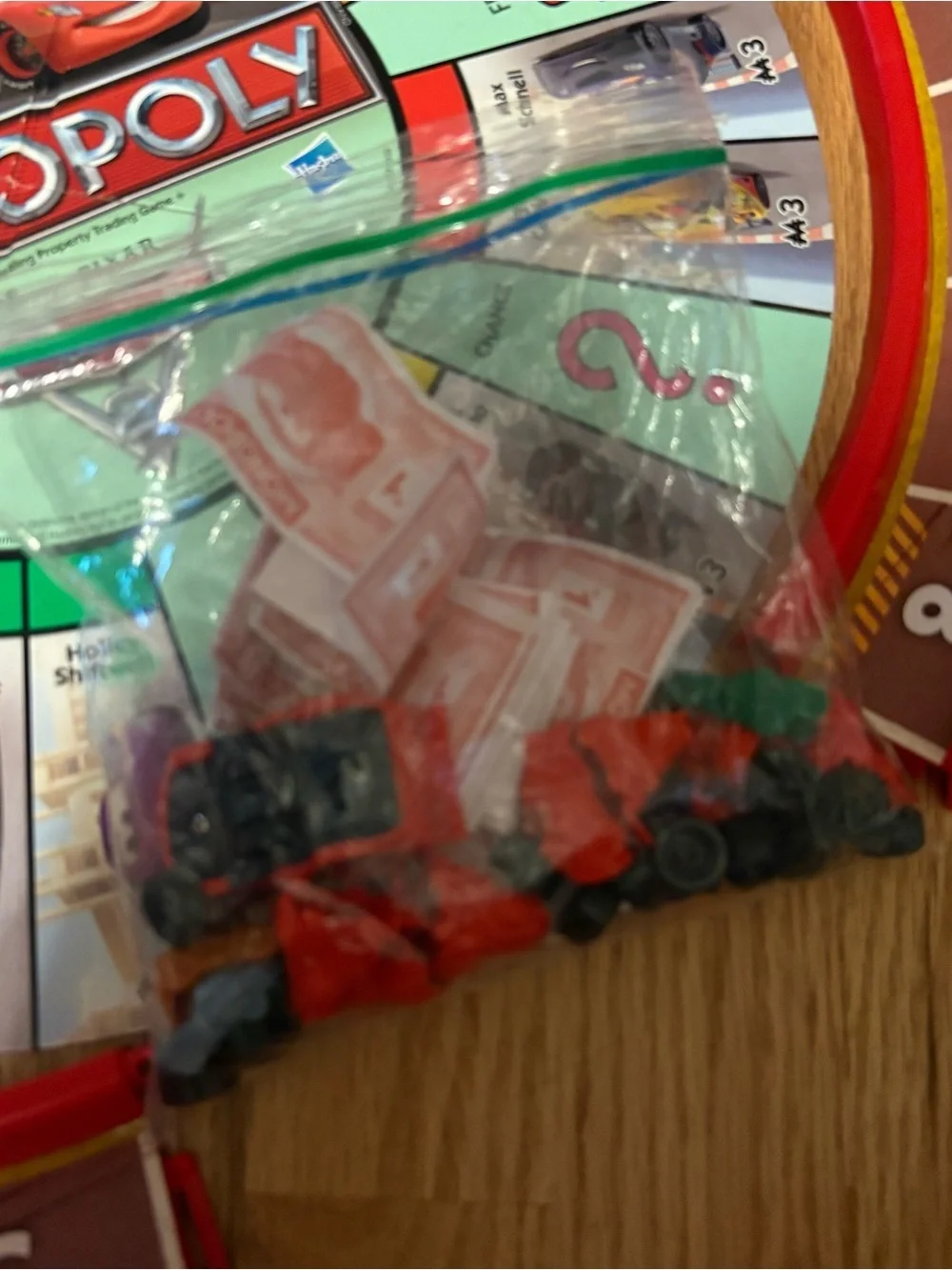 Disney Cars 2 Lightning McQueen Red Monopoly Board Game Racetrack Lightning